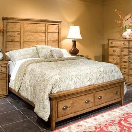 Queen Panel Bed with Storage Footboard